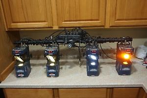 American DJ Pocket Scan Lot Of 4 Set Lighting With DMX Controller Cables Mounts