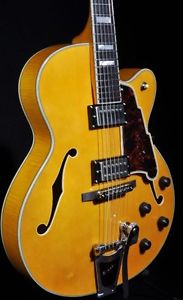 D'ANGELICO DAEX-175 NATURAL HOLLOW BODY GUITAR W/HARDSHELL US14030279