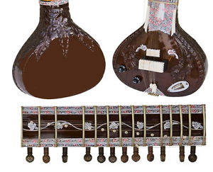 FULLY CARVED RAVI SHANKAR ACOUSTIC-ELECTRIC RESONATOR SITAR w TOP PIEZO PICKUPS