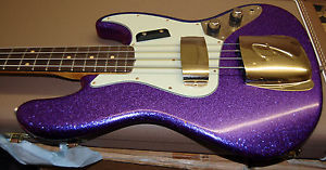 2016 Fender Custom Shop 1960 Jazz Bass Relic Purple Sparkle Matching Peg Gold HW