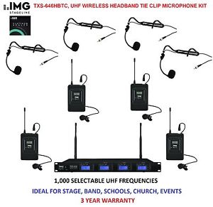 IMG STAGE LINE TXS-646HBTC, UHF DRAHTLOS STIRNBAND KRAWATTENKLAMMER MIKROFON-KIT