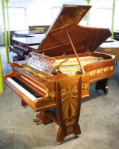 Unique, Art Nouveau, Bechstein model C grand piano with an inlaid, mahogany case