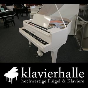 Exklusiver Biese Design Flügel in neuwertiger Optik, 140cm, weiß /silber poliert