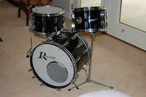 Vintage Rogers jazz / bop drum set / kit in Jet Black w/ 18" inch bass / kick...