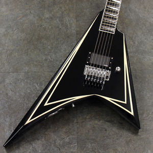 Free Shipping Used EDWARDS E-SAWTOOTH 2014 Black with White Pin Stripe Guitar