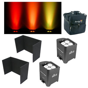 (2) Chauvet DJ Lighting Freedom Par Quad4 IP White Battery Light w/ Covers & Bag