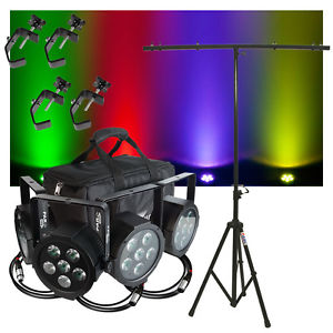 Chauvet DJ Lighting SlimPACK Q6 USB (4) LED Par Can Lights Bag Clamps & Stand