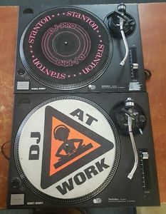 Technics SL-1210 MK2 PAIR Black DJ Turntable Vinyl Record Player 1200 Faceplates
