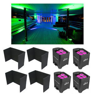 (4) Chauvet DJ Freedom Par Hex 4 Black Battery Powered Light & Uplight Cover New