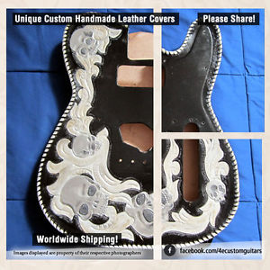 SALE Telecaster Guitar Leather Cover 4ecustomguitars Skulls Waylon Jennings
