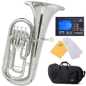 Mini Tenor Tuba 4 Value Nickel Plated Bb Euphonium Student Beginner Starter New