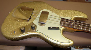 2016 Fender Custom Shop 1960 Jazz Bass Relic Gold Hardware Sparkle Matching PegH