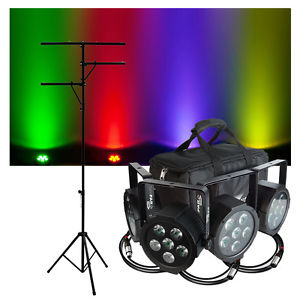 Chauvet DJ Lighting SlimPACK Q6 USB (4) LED Par Can Lights Bag Cables & Stand