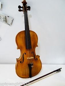 folk FIDDLE VIOLIN vintage antique HAND-CRAFTED inlay abalone MOP Wood Case BOW