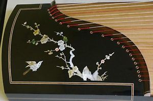 Scarlet Bird Zhuq Guzheng, Chinese Zither Harp, Lotus Flower