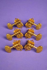 1930's GROVER Gold open back butter bean knob M engraving "Acoustic Peg"