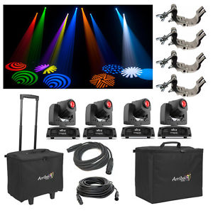 (4) Chauvet DJ Intimidator Spot 155 Moving Head Light w/ Bags Clamps & Cables