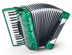 WELTMEISTER Akkordeon ACHAT 34/72/III/5/3 GRÜN mit Koffer & Zubehör NEU!