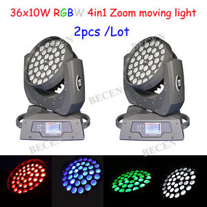 2pcs RGBW 4IN1 36x10w LED Moving Head Spot Light zoom DMX512 16CH DJ Lighting