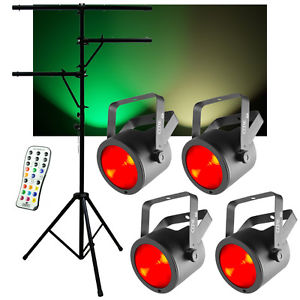 (4) Chauvet DJ Lighting COREpar 40 USB Full Spectrum Color Light Remote & Stand