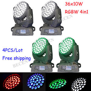 4pcs 36x10w rgbw 4in1 zoom moving head light for sale