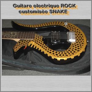 GUITARE ELECTRIQUE ROCK TYPE SNAKE 100% BOIS LUTHIER model rare