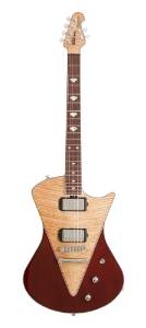 Ernie Ball Music Man Armada 750-Y3-20-00-CS-CR Armada Electric Guitar, Flame Top Translucent Red/Natural Maple