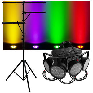 Chauvet DJ Lighting SlimPACK T12 USB (4) LED Par Can Lights Bag Cables & Stand