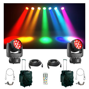 (2) Chauvet DJ Intimidator Wash Zoom 450 IRC Moving Light Bag Clamp Cables New