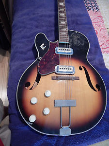 1964 Harmony Meteor Left Handed guitar with De Armond pickups.