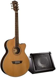 Washburn WMJ21SCE Electro Acoustic Guitar and Ashton BSK158 Amplifier
