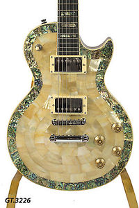 Solid Electric LP Guitar Gold Metallic Real Natura Abalone & Gold Mop Inlay 3226