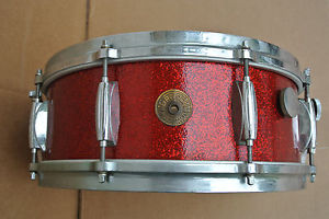 1960's GRETSCH 4157 RED SPARKLE 8-LUG WOODEN SNARE DRUM for YOUR DRUM SET! #V563