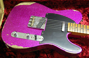 2016 Fender 1952 Telecaster Heavy Relic CS Handwound PU's Magenta Sparkle RARE!!