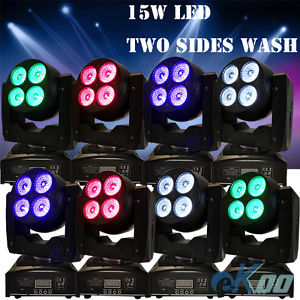 8 Units 15W LED Two Sides Wash Moving Head Stage Light DJ Club Party American
