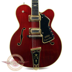VINTAGE 1973 GRETSCH SUPER CHET ELECTRIC GUITAR AUTUMN RED FINISH