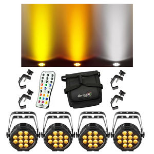 (4) Chauvet DJ Lighting SlimPAR Pro W USB White LED Light w/ Bag Remote & Clamps