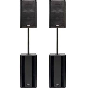 QSC K12 12" Active PA Speaker Pair with KSUB Subwoofer Pair & M20 Poles