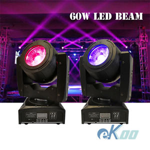 NEW 2 Units 60W LED Beam Moving Head DMX Stage Light DJ Club Party American