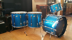 Ludwig Mach 4 1975 Blue Sparkle 3ply clear interior + 18" added
