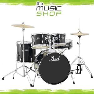 New Pearl Roadshow 5 Piece Fusion Drum Kit with Cymbals & Hardware - Jet Black