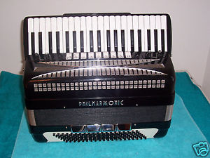 Philharmonic Black 120 bass Accordion 3/ 5 Reeds 9-4 reg Accordian Italy VG Cond