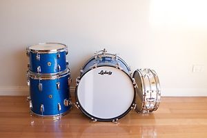 1960s Vintage Ludwig Jazzette Blue Sparkle Be-Bop Drum Kit Set 12/14/18