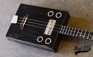 3 String Cigar Box Guitar Red Dog ~The 1880's Wild Indian Bottleneck dobro slide