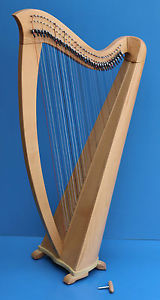 Saffron 34-strings Lever Harp with Deluxe Carry Bag, Tax Free Delivery in USA
