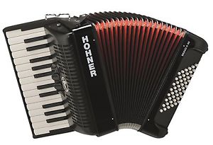 Hohner BR48B-N Bravo II Piano Black Accordion 48 Bass 26 key 2 Reed