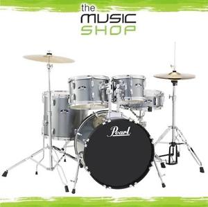 Pearl Roadshow 5 Piece Fusion Plus Drum Kit w Cymbals & Hardware- Charcoal Metal