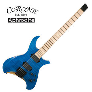 Corona Aphrodite APE-1500 Blue Jean Electric Guitar Flame EMG Headless Unique