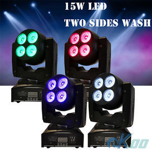 4 Units 15W LED Two Sides Wash Moving Head Stage Light DJ Club Party American