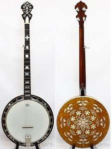 5 String banjo,curl maple,MOP inlaid Resonater, Free Hard case, BBO03